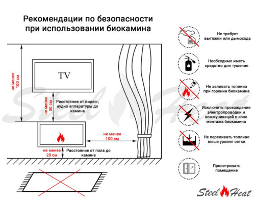 Биокамин SteelHeat WALL LONG 900 LITE черный Биокамин SteelHeat WALL LONG 900 LITE черный