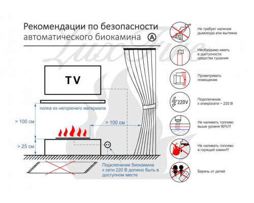 Автоматический биокамин Lux Fire Smart Flame 700 RC